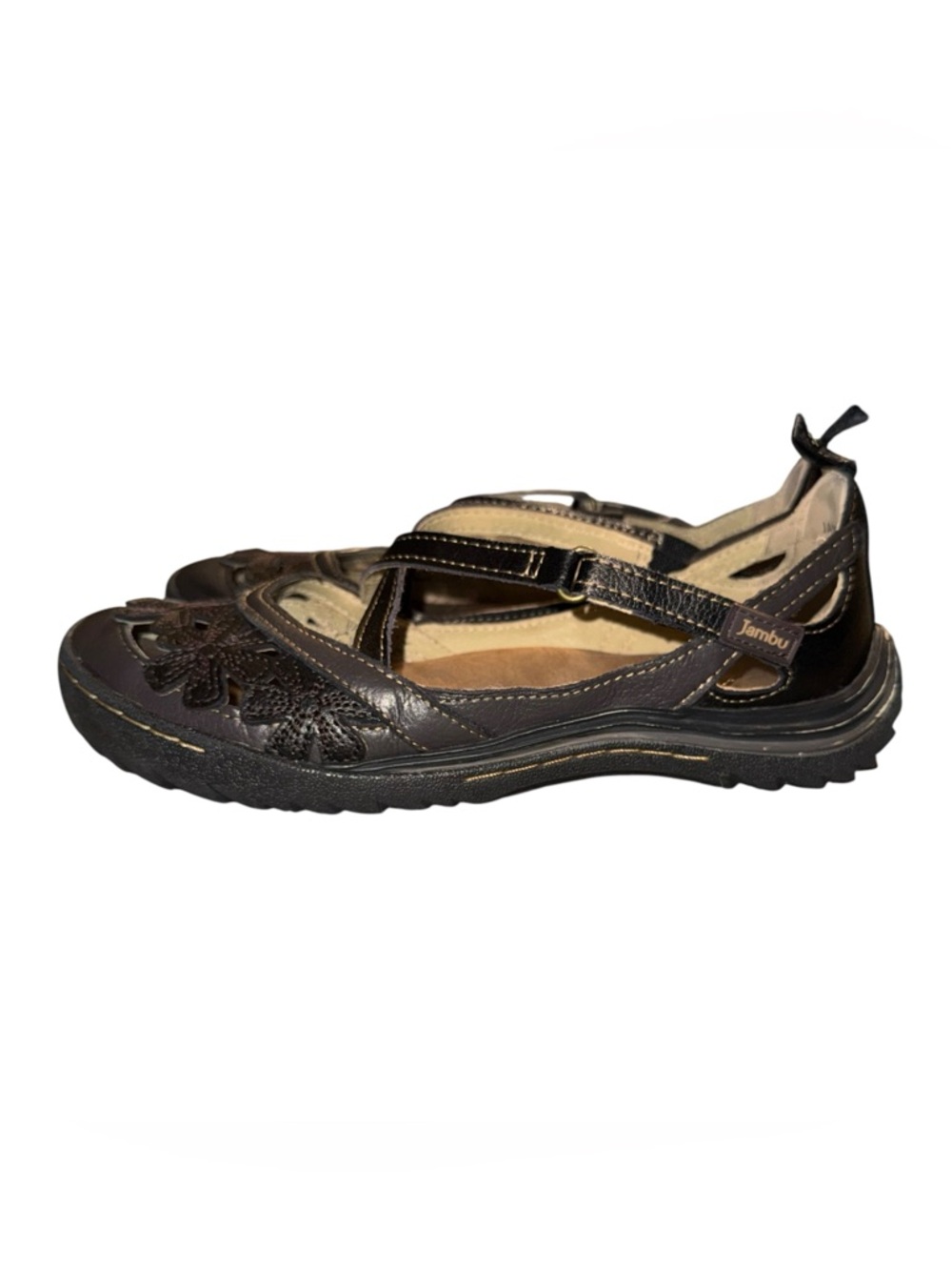 Womens Jambu Brown Leather Mary Jane Sandals Comfort All Terra 7M - Picture 2 of 8